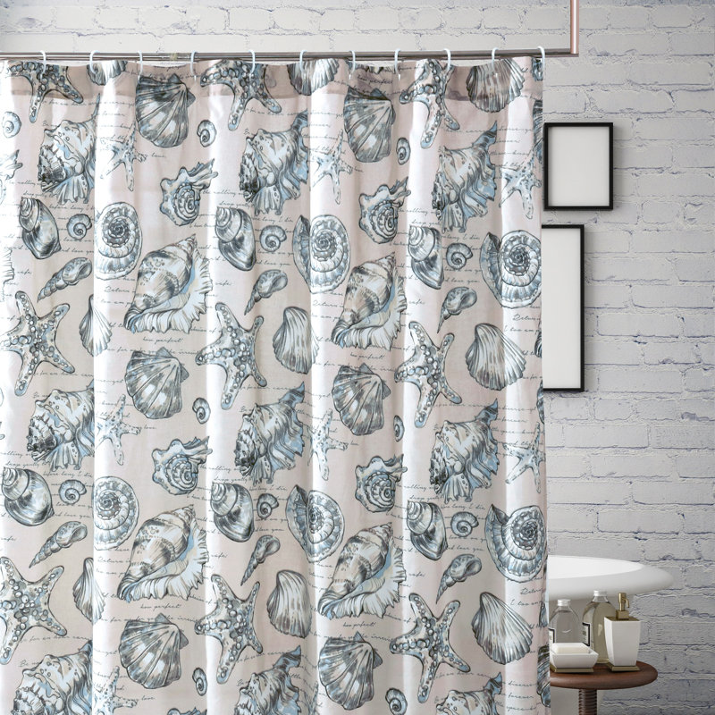 Cruz Linen Coastal Beach Scene Shower Curtain, 72x72 Inches