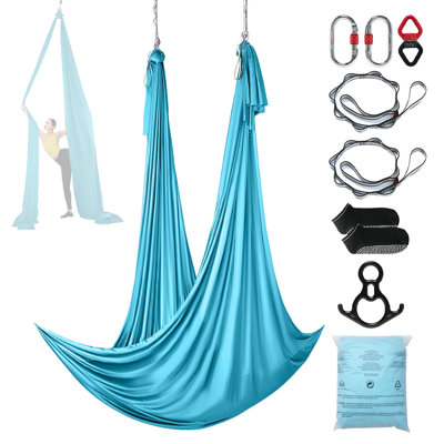 Ensemble de hamac de yoga aérien, 10 mètres de tissu aérien en nylon 100 g/m², supporte jusqu'à 1000 kg, balançoire aérienne multimode avec chaussettes de yoga antidérapantes et sac de rangement pour la pratique du yoga aérien à la maison et en studio.