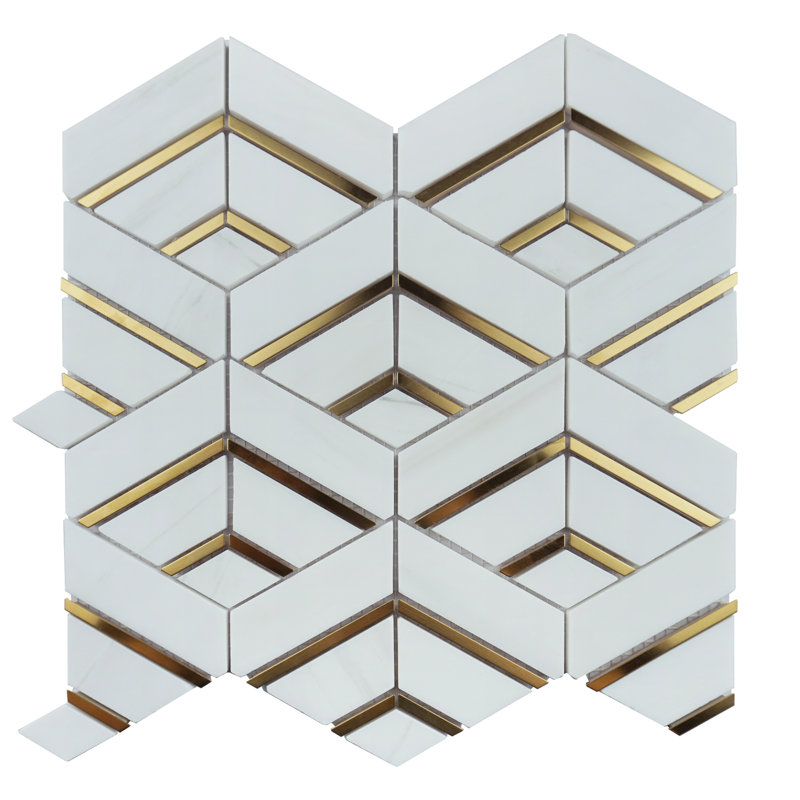 Natural Dorato 12.01 in. x 11.58 in. Hexagon Polished Marble Mosaic Tile
