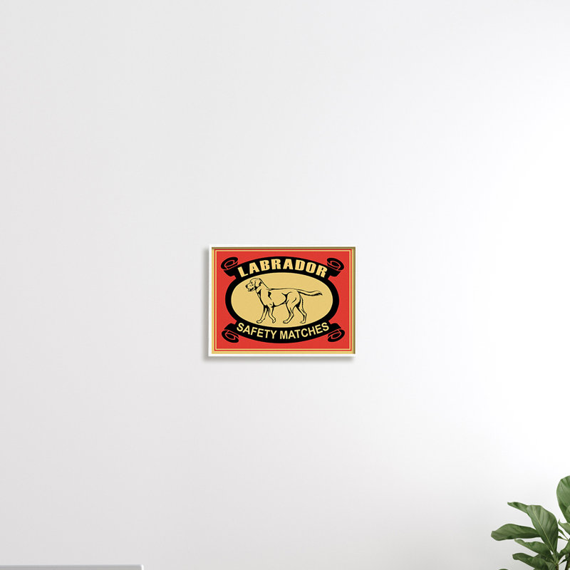 Labrador sécurité avec allumettes Illustration rétro rouge jaune, Giclée encadrée blanc bord de mer, H 11 po x l 14 po
