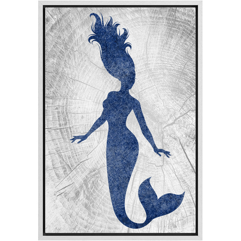 «Mermaid In The Graphite» - Reproduction sur toile flottante, Cadre blanc, H 36 po x l 24 po x P 1,5 po