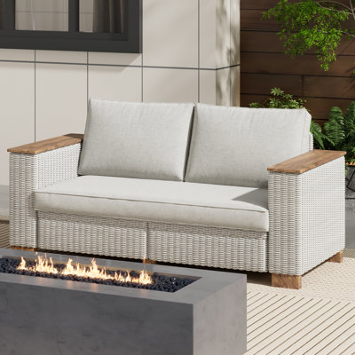 Leiny Akosh 63" Wide Outdoor Patio Sofa with Cushions by Latitude Run