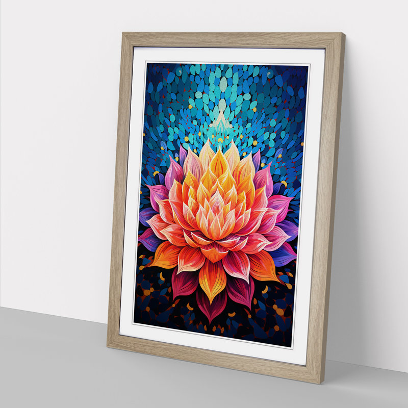 Lotus Flower Op No.2 - Framed Print, 46cm H x 34cm W x 2cm D, Oak 