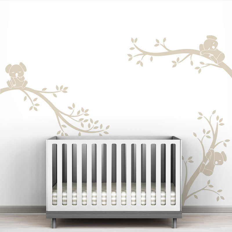 Décalcomanie murale branches monochrome tree branches Koala, Beige clair