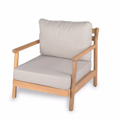 Outdoor Patio Club Chair, Acacia Wooden With Water-Resistant Cushion