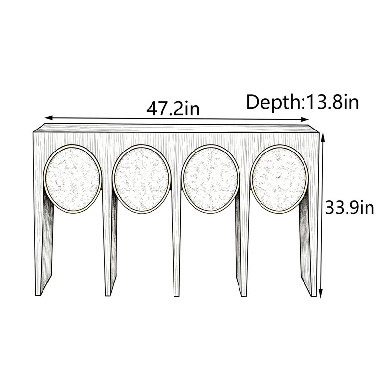 Console Mid-Century moderne, H 33,9 po x l 47,2 po x P 13,8 po