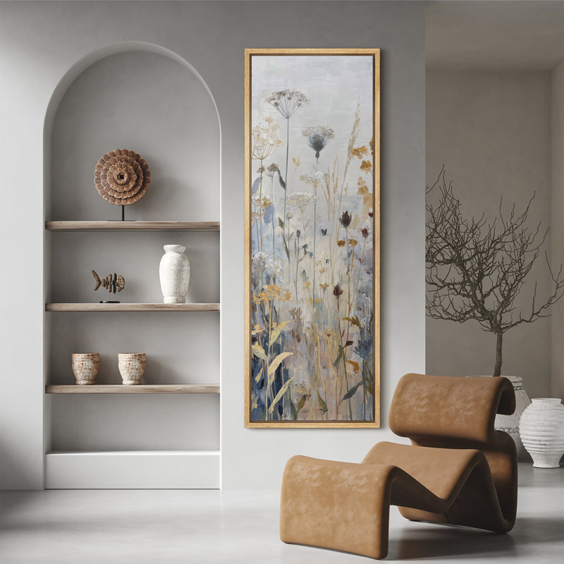 «Neutral Wildflower Meadow Botanical Art Extra Large», reproduction d'art sur toile encadrée, H 60 po x l 20 po x P 1,5 po