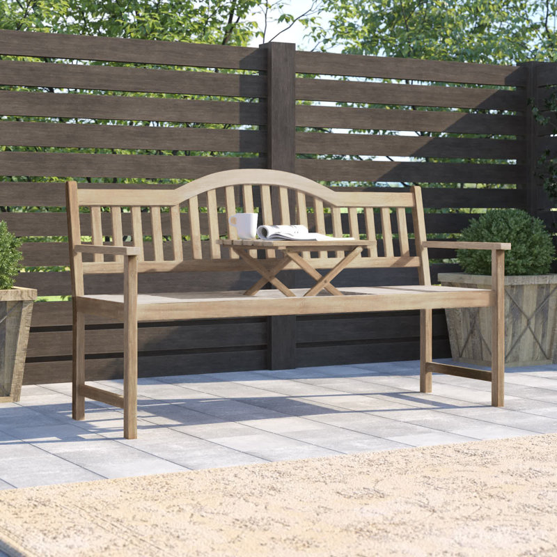 Aarna Solid Wood Acacia Outdoor Bench, Grey