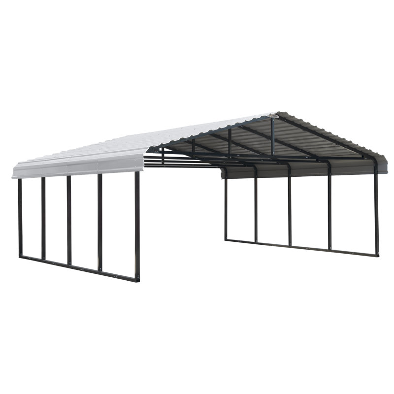 Galvanized Steel Carport, 20X20X7, Eggshell