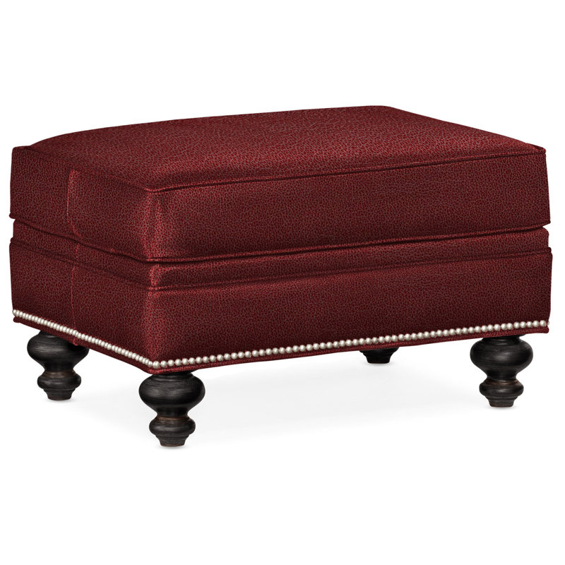 West Ottoman, Anilina Hunter Genuine Leather, Plantation, Pewter