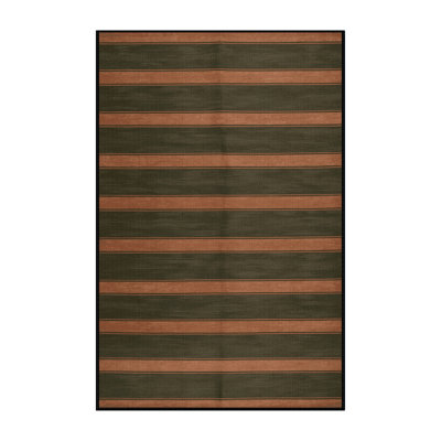 Machine Washable Horizontal Stripes Brown Area Rug