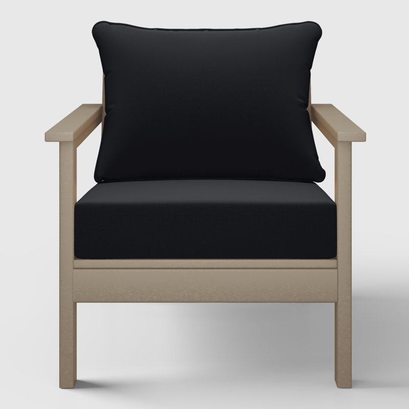 Deep Seating Chair With Cushions (Set Of 2), Black, Light Brown