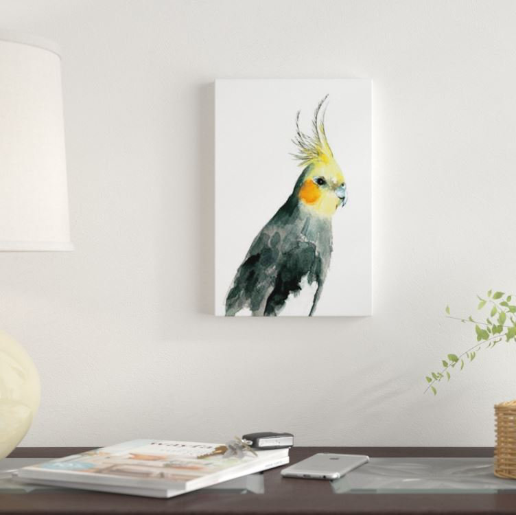 «Cockatiel II», reproduction sur toile, H 12 po x l 8 po x P 0,75 po, Pas de tapis, Toile tendue