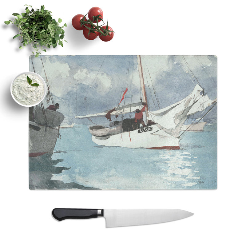 Fishing Boats by Winslow Homer Chopping Board, 28.5cm W x 39cm L