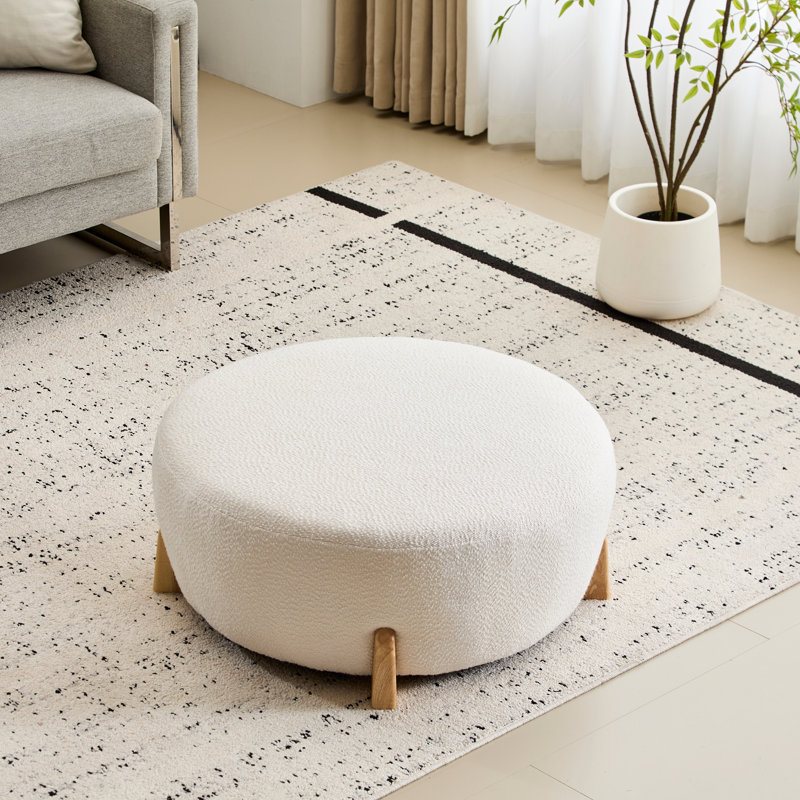 Repose-pieds rond blanc Modish, Marron clair, White