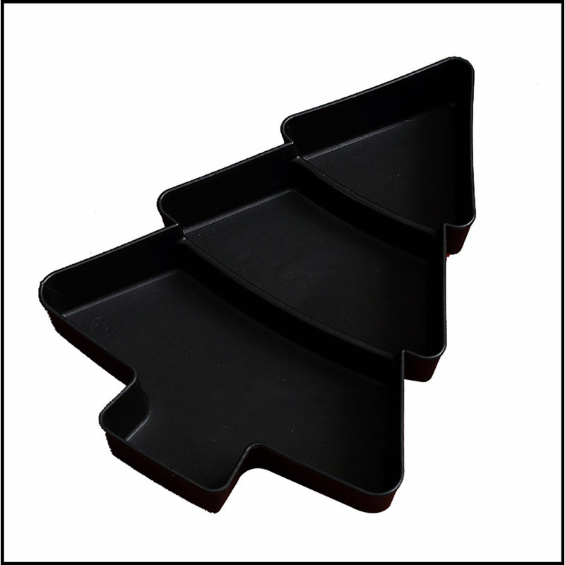 Assiette à fruits en forme de sapin de Noël avec 3 compartiments, plastique durable pour décoration de fête et service de collations