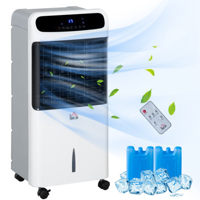 Unité de refroidissement 32 pouces avec évaporateur mobile, refroidisseur d'air 3 en 1, humidificateur avec climatiseur et minuterie à distance, affichage à DEL, réservoir d'eau de 3,2 gallons pour bureau à domicile, blanc