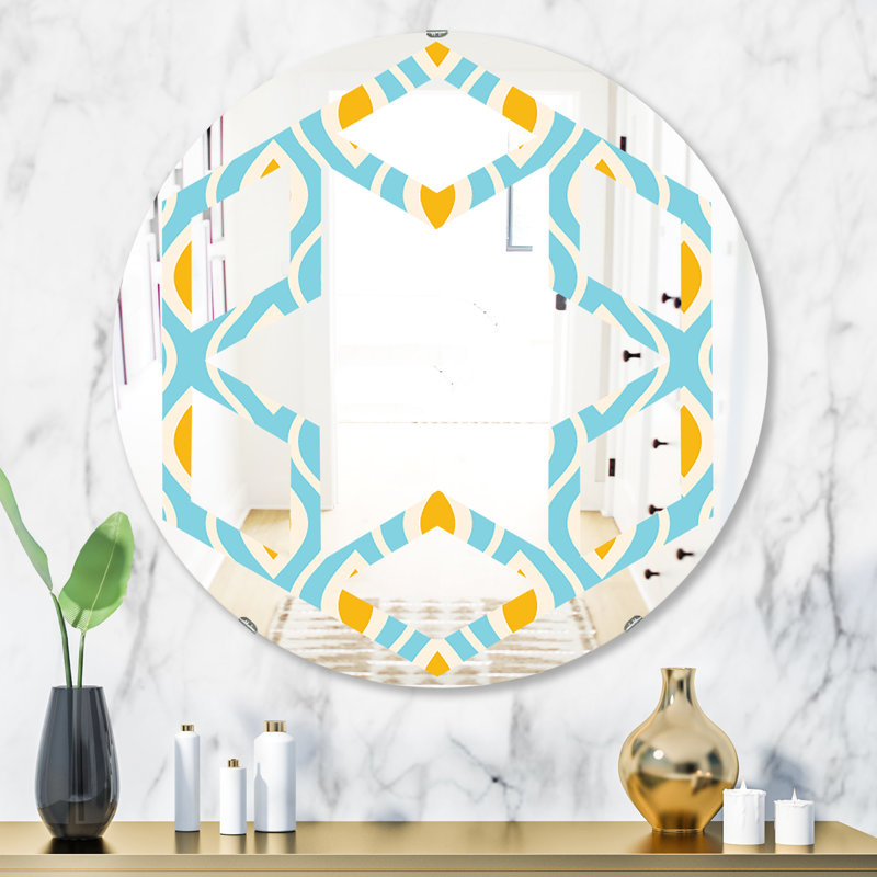 Miroir mural sans cadre à motif abstrait, 31,5 po x 31,5 po, Texture tartan géométrique II