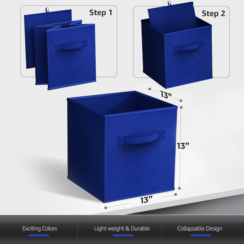 Sorbus 13-inch Storage Bins - Collapsible Fabric Storage Cubes with Handles, 12 Pack - Deep Rainbow, 13" H x 13" W x 13" D
