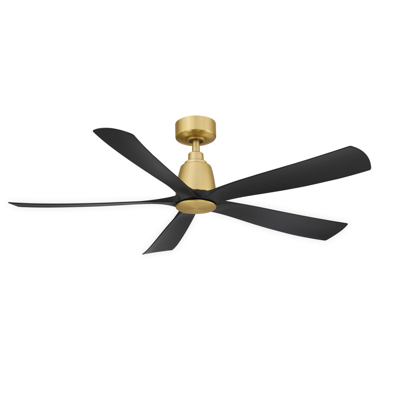 Kute5 52 inch Indoor/Outdoor Smart Ceiling Fan with Remote Control - Brushed Satin Brass with Black blades