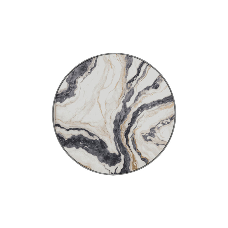 Machine Washable Gray Area Rug, Round 3'
