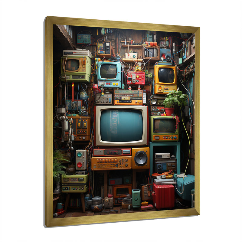 Rétro jeu vidéo rétro, impression sur toile, Cadre doré à une seule photo, H 44 po x l 34 po x P 1,5 po