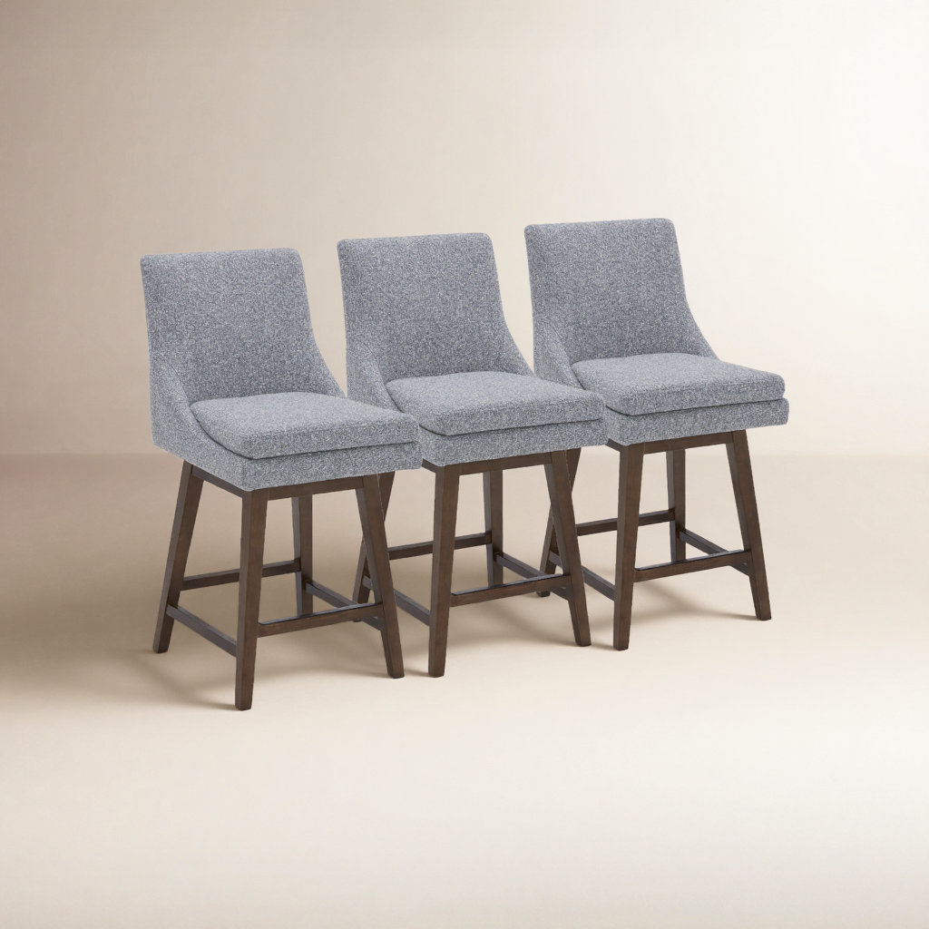 Zahara 26" Swivel Bar Stool, Nathan Gray Tweed/Walnut