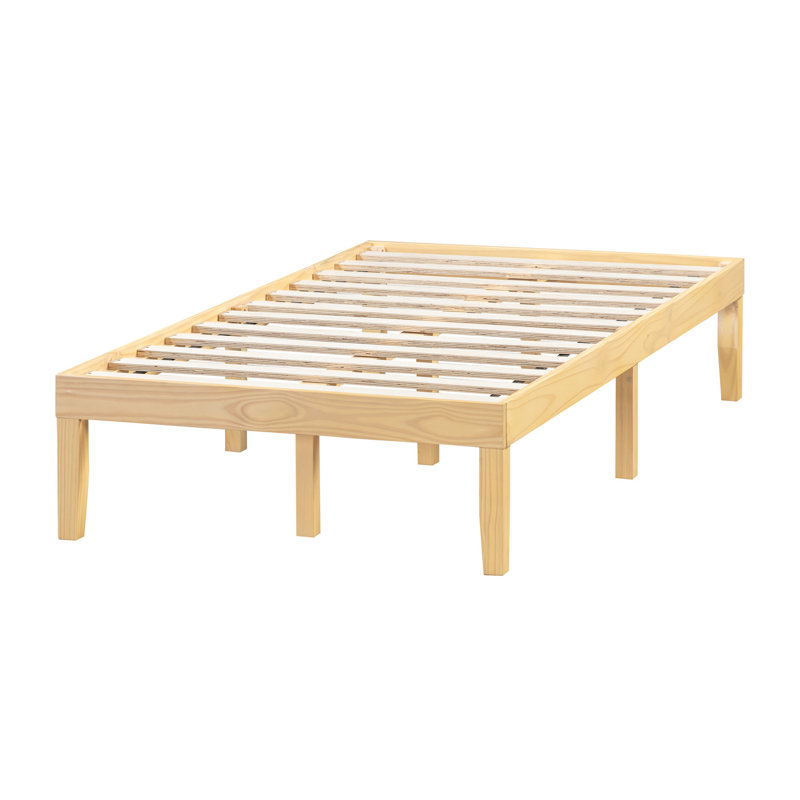 Janellie 14" Solid Wood Platform Bed, Full / Double, Natural