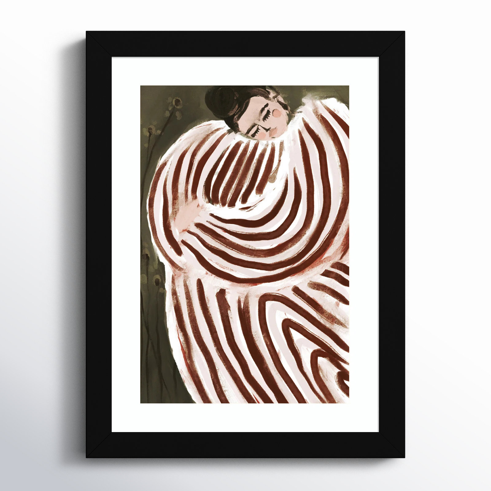 Sleeping Princess by Treechild Wood Framed Wall Art Print, Black , 13" H x 10" W