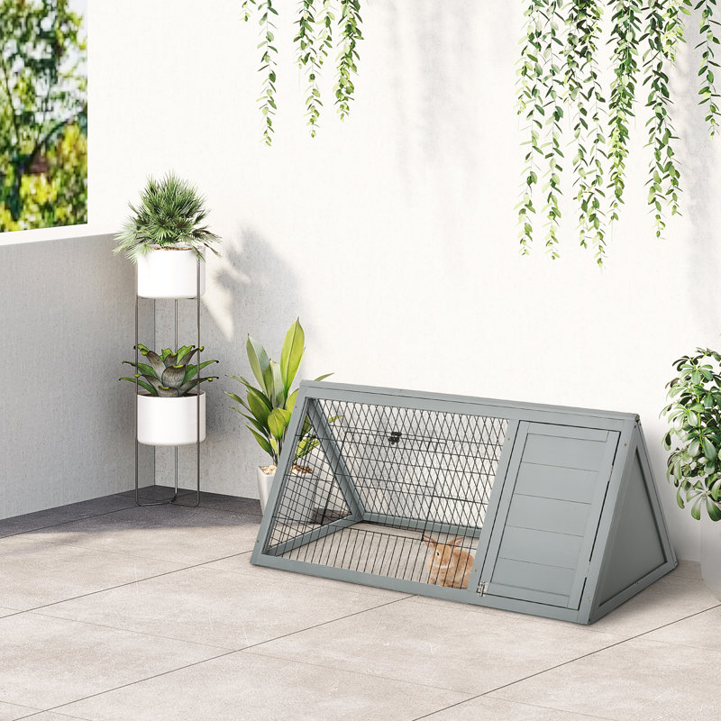 Maurice Weather Resistant Rabbit Hutch,wood, Gray