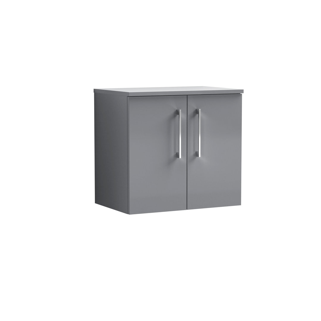 Nuie Satin Grey Arno Wall Hung 2 Door Vanity Unit With Worktop | | Mdf | 600Mm - Image 3