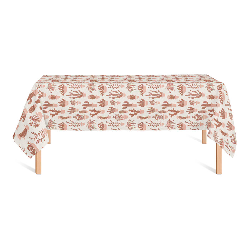 Rectangular Floral Polyester Tablecloth, Red