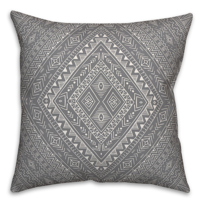 Throw Pillow, 20" x 20", Gray/White Geometric 5