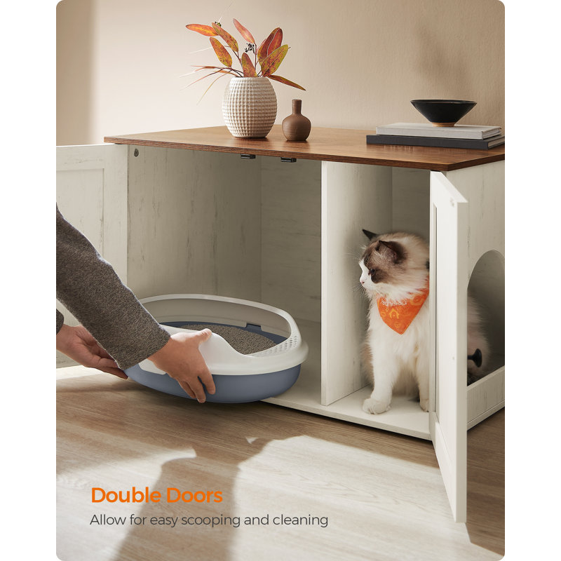 Litter Box Enclosure, Brown/White