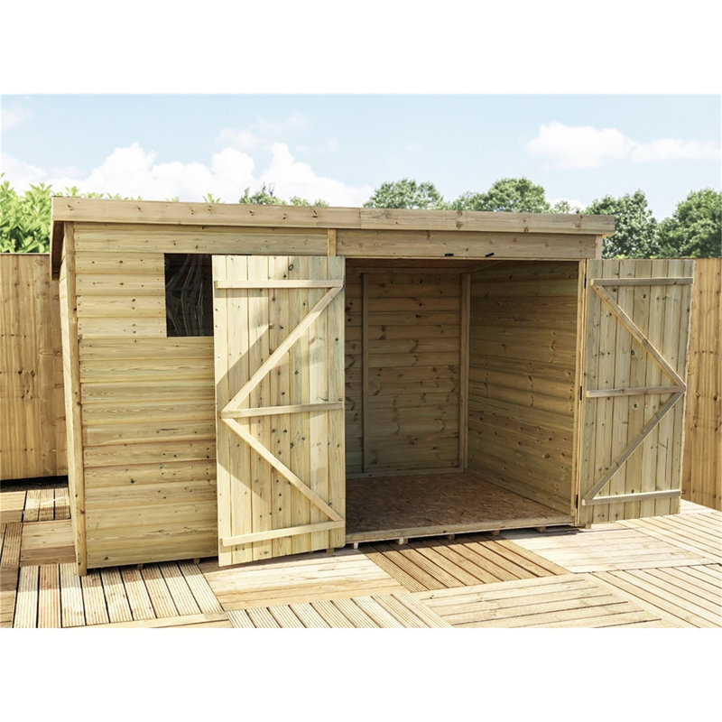 Kalie 3 ft. W x 10 ft. D Solid Wood Tongue & Groove Pent Storage Shed