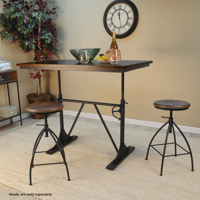 Ferryhill Solid Wood Top Metal Base Dining Table