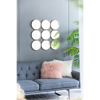 Miroir en fer 27,2 po - Accessoire de chambre à coucher, de salon et de vestibule à attrait minimaliste champagne