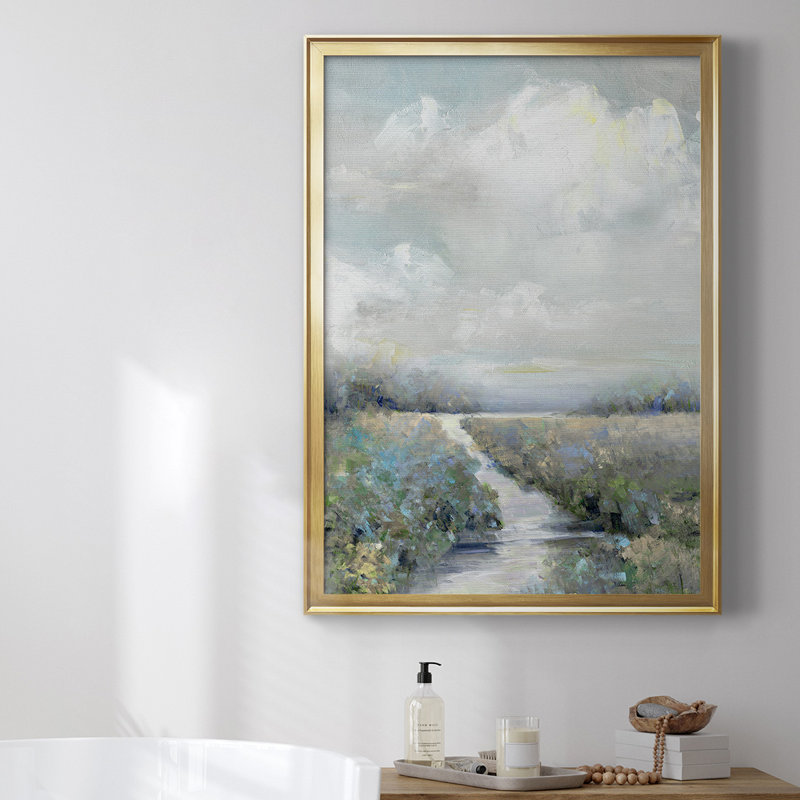 Toile encadrée de qualité supérieure avec péninsule prête à accrocher, H 36,5 po x l 26,5 po, Doré