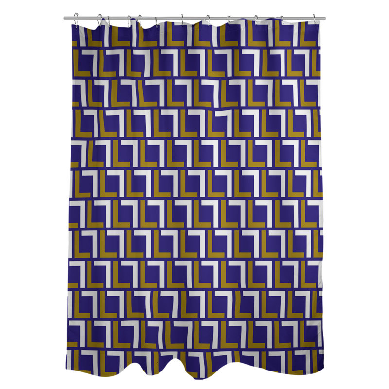 Rideau de douche géométrique simple, Purple/Metallic Gold/White