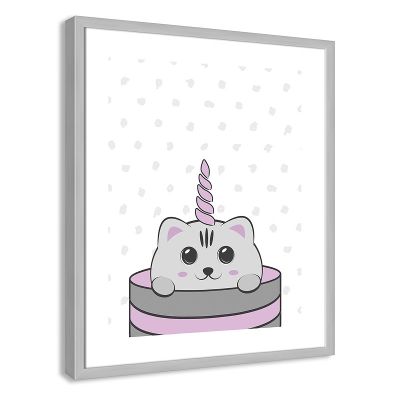 Caticorn I, art encadré, H 24,5 po x l 20,5 po x P 1,18 po, Cadre argenté