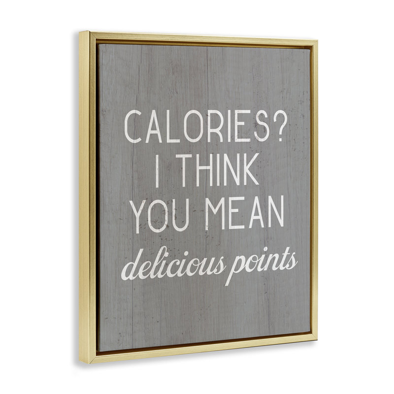 "Calories Deliciers", art mural encadré par Daphne Polselli, Cadre flottant métallique doré, H 21 po x l 17 po