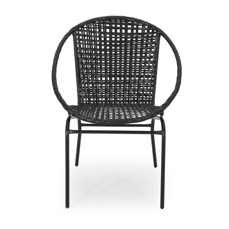 Desdemona Outdoor Modern Patio Chair, Black