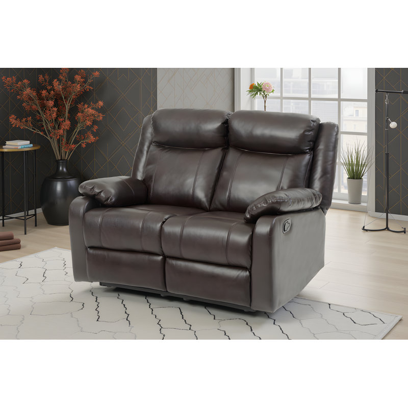 Causeuse inclinable double en similicuir Egmund, Marron foncé