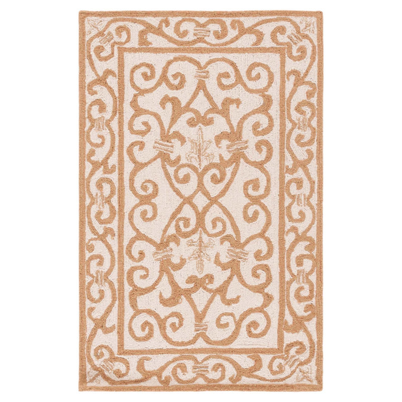 Bissette Hand Hooked Wool Pile Oriental Rug, Rectangle 2'6" x 4'