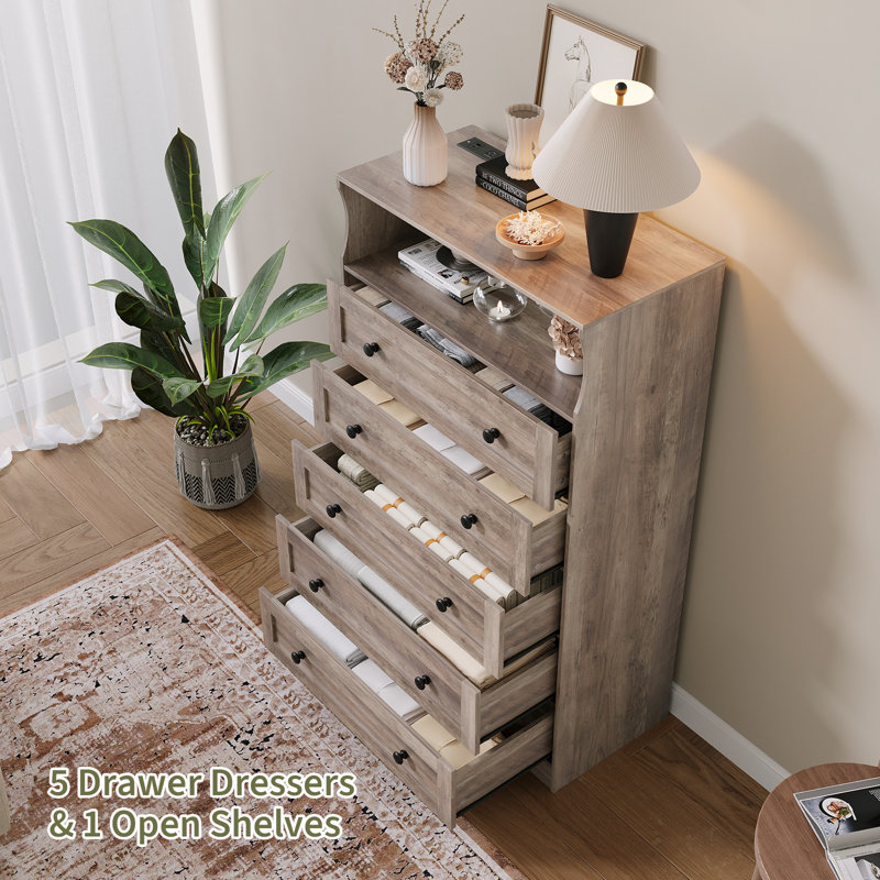 80cm W 5 - Drawer Chest of Drawers, Grey