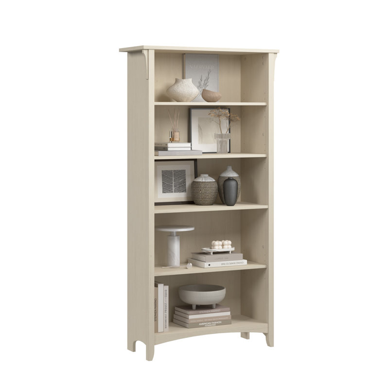Tall 5 Shelf Bookcase in Antique White, Antique White