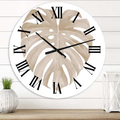 Horloge murale traditionnelle ivoire Pastel Monstera
