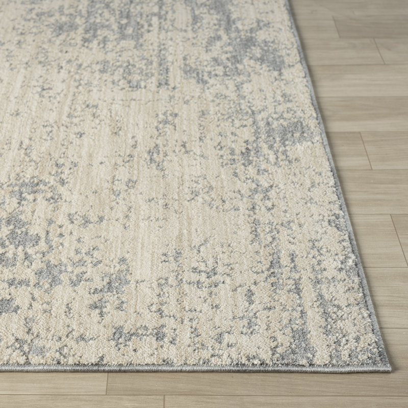 Melby Ivory/Stone Blue Contemporary Abstract Power-loomed Indoor Area Rug, Rectangle 2' x 3'