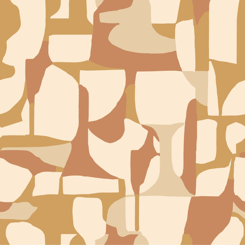 Papier peint abstrait d'attraction, Autoadhésif, Doré terre cuite, Paper