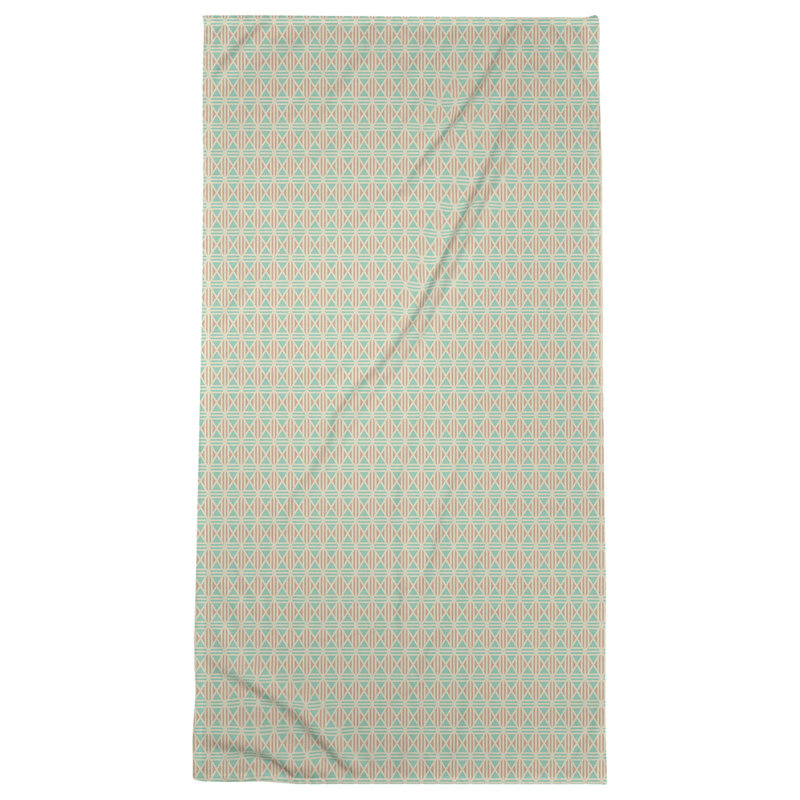 Serviette de bain à losanges, Sarcelle / orange